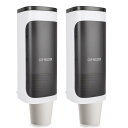 2個セット 紙コップホルダー 使い捨て カップディスペンサー 壁掛けカップホルダー 40個収納 口径7.5cm以下のコップに対応 コップ用ホルダー 粘着テープ付き ホワイト (1列)