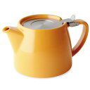 フォーライフ(FOR LIFE) ティーポット 陶器 530ml 3杯用 茶こし付き 食洗機対応 蓋が落ちない 片手で注げる マンダリンオレンジ スタンプティー...