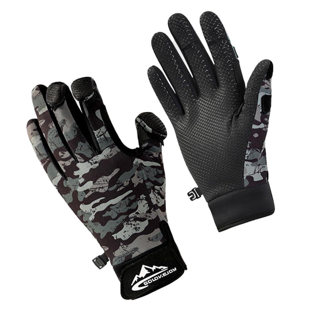 MORGEN SKY フィッシング グローブ 釣り 手袋 パドルグローブ 男女兼用 メンズ 手袋 アウトドア 三本指出し 3本カット 滑り止め付き 迷彩 裏起毛...