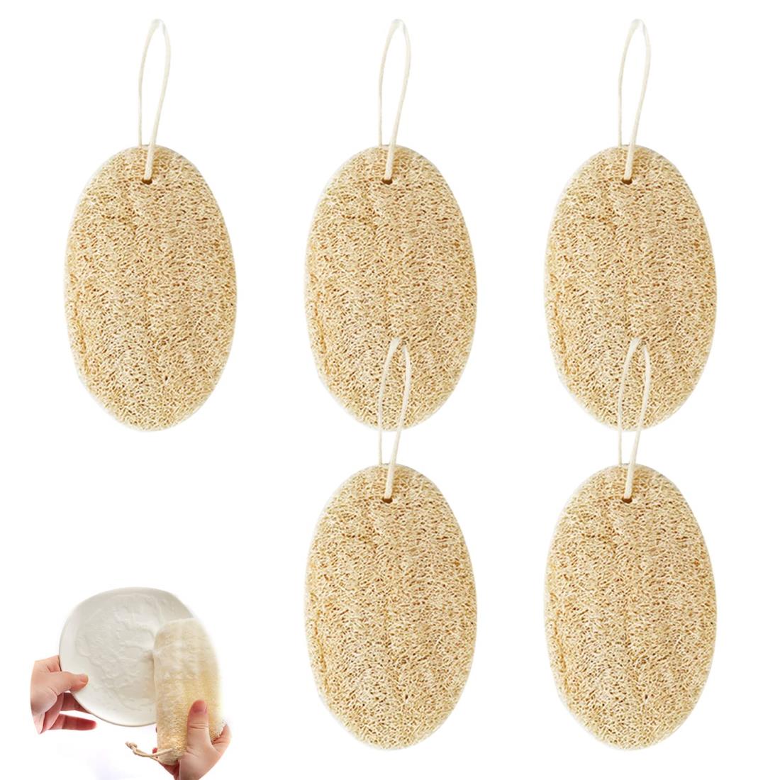 Coollooda 天然ヘチマスポンジ ヘチマスポンジ 5枚セット へちまたわし 食器洗い キッチンスポンジ 抗菌 天然植物繊維 ボディスポンジ 台所用スポンジ
