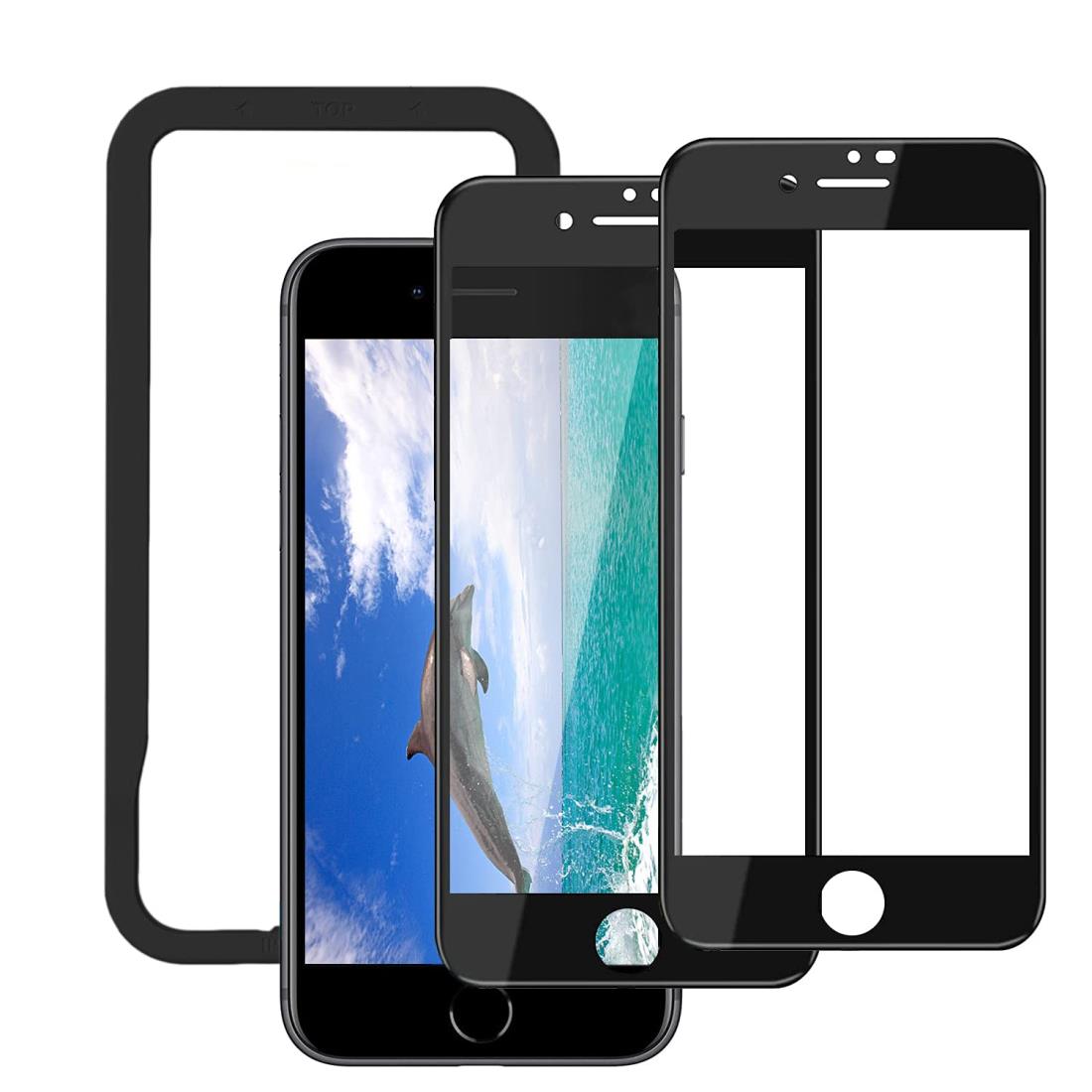 【2枚入り】i Phone SE3 /SE第2世代(2020)/8/7強化ガラスフィルム 高精細 4.7インチ 高透過率 硬度9H強化ガラス 滑らかなタッチ操作 指紋付着防止 自動吸着 飛散防止 気泡防止 全面保護フィルム アイフォンSE第2世代（2020）/ 8/7ガイド枠付き携帯電話用フィルム