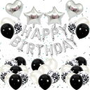 EXGOX 誕生日 バルーン 飾り付け セット ブラック 風船 パーティー 飾り ハッピーバースデー happy birthday ガーランド ハート風船 男女の子(ブラック)