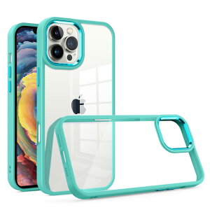 MuZiF i Phone 16 Pro Max 用 ケース ク リア 薄型軽量 耐衝撃構造 黄変防止 擦り傷防止 透明 PC 背面ク リア アイフォン16 Pro Max 用 カバー ク リアケース(i Phone 16 ProMax用,湖の緑)