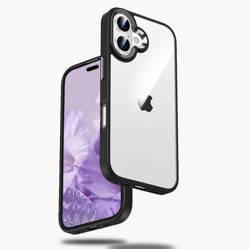 MuZiF i Phone 16 Plus 用 ケース ク リア 薄型軽量 耐衝撃構造 黄変防止 擦り傷防止 透明 PC 背面ク ..