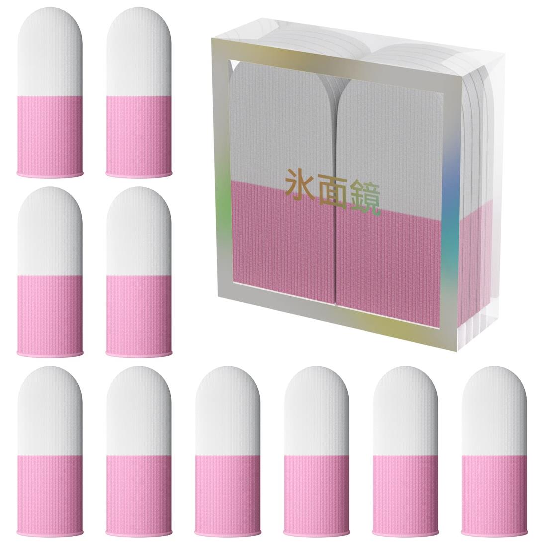 氷面鏡 【2023プロゲーマーの魂】指サック ゲーム用手指套 ゆびさっく 100%銀繊維 超高感度 超薄型 防汗 防指紋 各種スマートフォンゲームに対応 10個セット (ピンク+白)