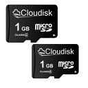 Cloudisk Micro SDカード1 GB(2個セット) フラッシュカード クラス4、SDアダプタ付き(1 GB)(2)
