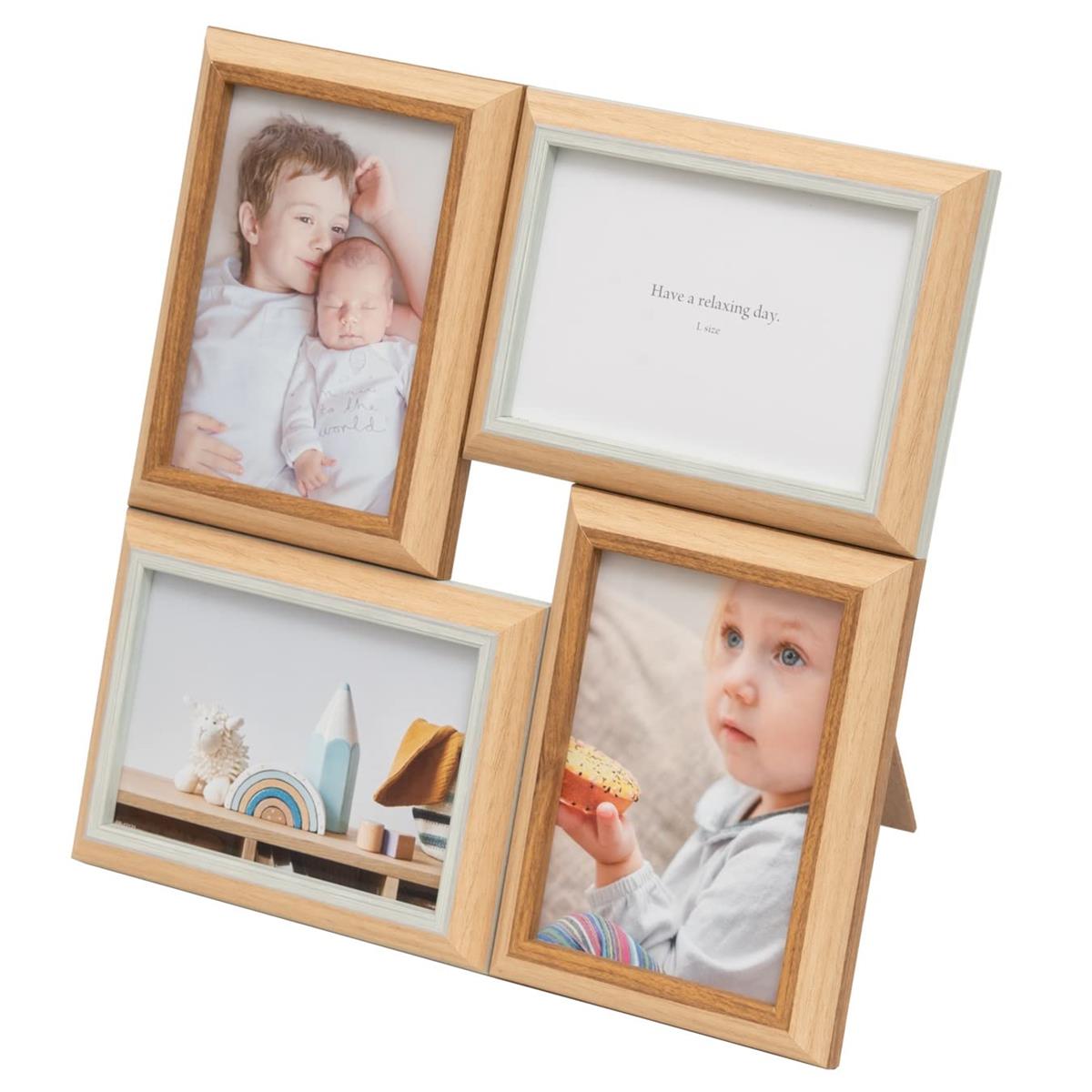 フジカラー FUJICOLOR フォトフレーム 写真立て ナチュラルカラーフレーム 2603L4 Lサイズ 4面 ミント..