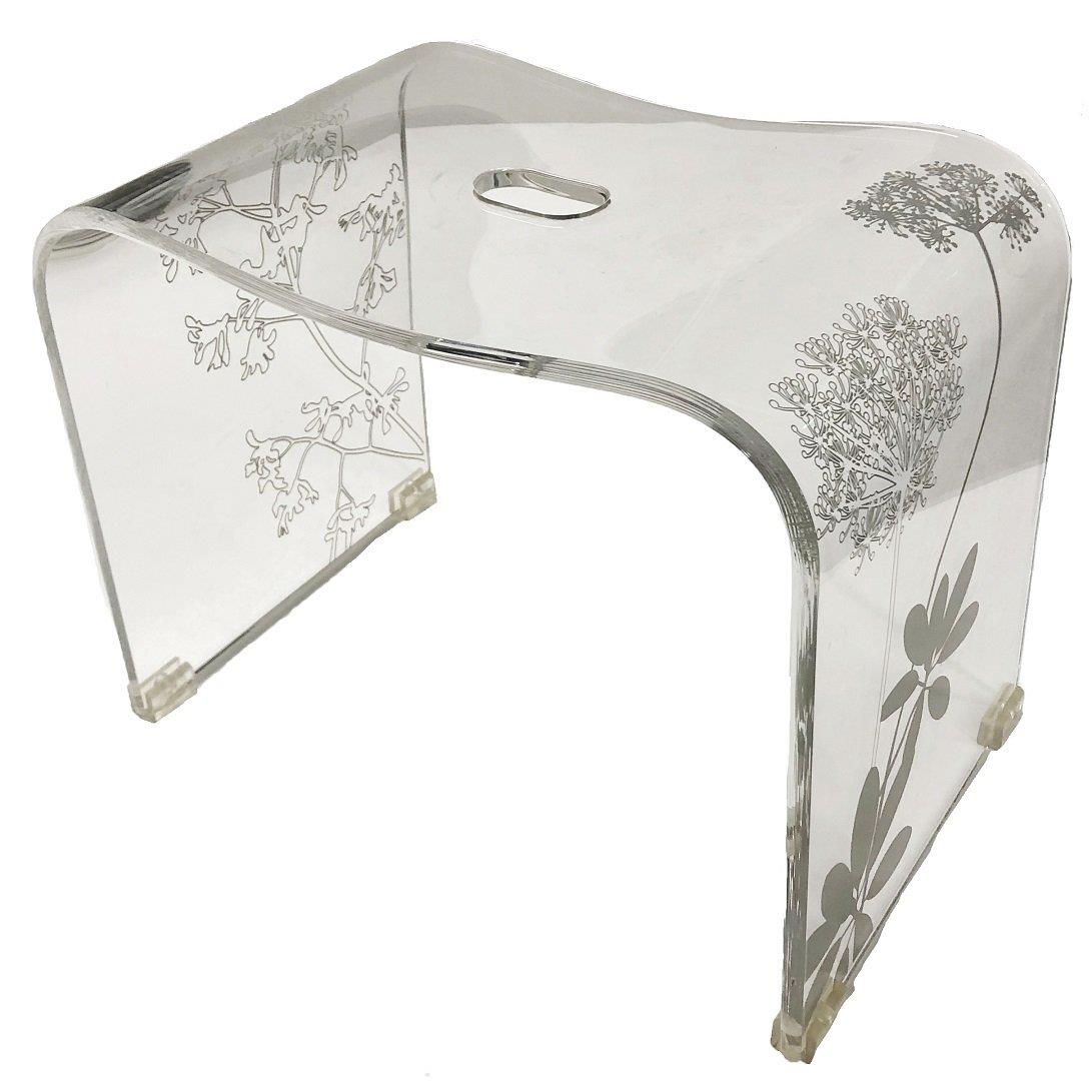 センコー サリナ2 バスチェア 風呂いす 高さ約 30cm ク リア 透明ク リア地にプランツ柄 メタクリル樹..