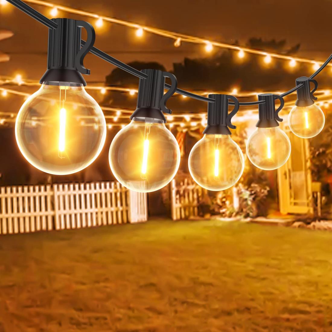 LEDストリングライト 防雨型 7.6M イルミネーションライト 電球色 12+1個G40電球付 E12口金 破損しにく..