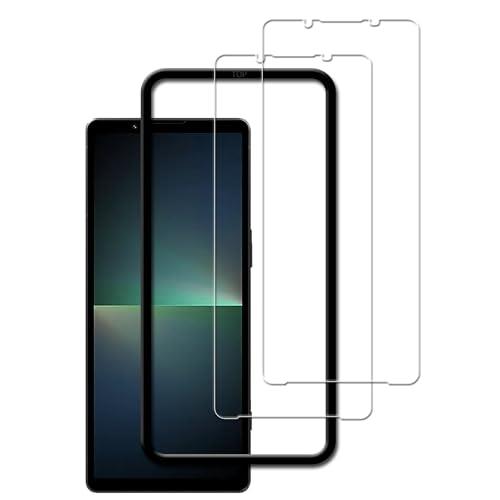 【2枚セット】KPNS ガイド枠付き 日本素材製 強化ガラス Xperia 5 V SOG12 SO 53D 用 ガラスフィルム 強化ガラス カバー 保護フィルム