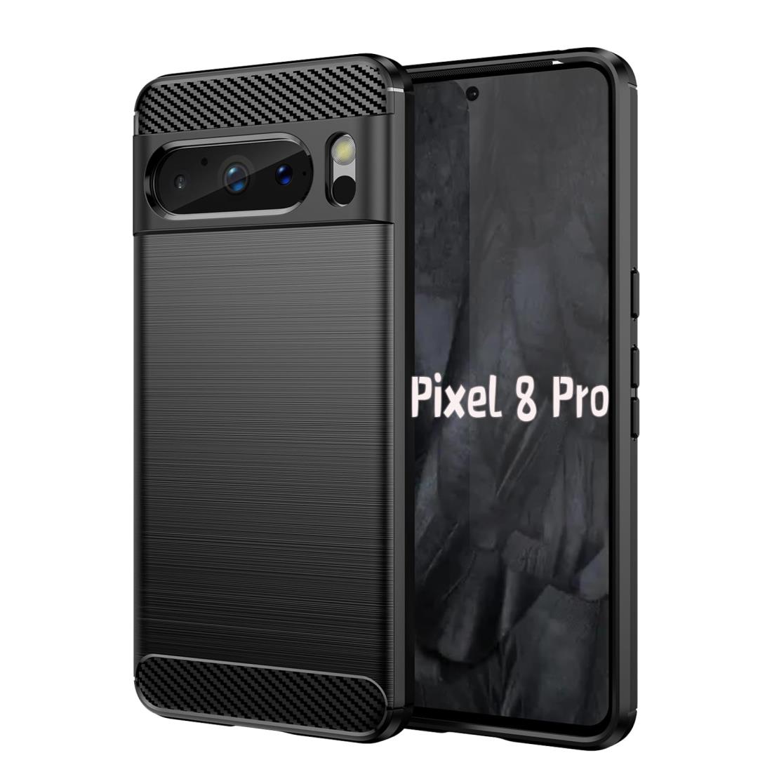 【UNEED】Google Pixel 8 Pro 用の スマホケース ピクセル8プロ 用の ケース カバー ケース 炭素繊維カバー (素材/TPU) 指紋防止 滑り止め 薄型 軽量 耐衝撃 簡易脱着 ソフトケース カラー：黒