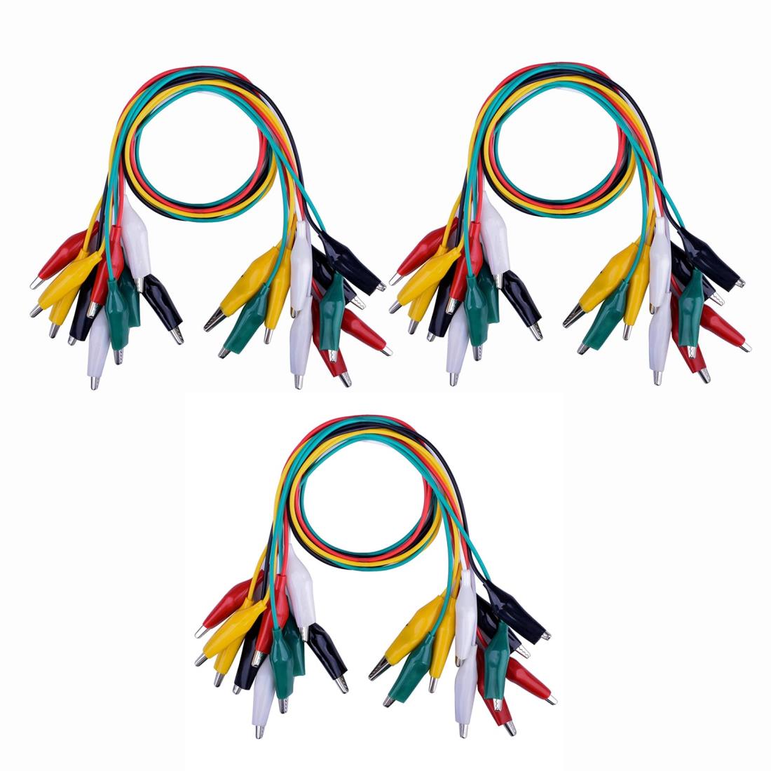 YFFSFDC 5色30本セットテスターワイヤー 50cmりワニ口クリップ ダブルエンド電気テスト用ケーブル コネクタワイヤ回路実験のリード 電子工作用 (赤 ...