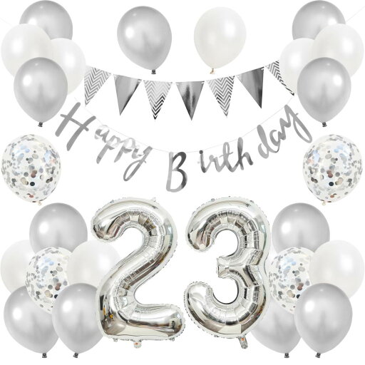 誕生日 バルーン 風船セット 飾り付け 23歳 happy birthday ガーランド バースデー 飾り ハッピーバースデー 大きい数字 紙吹雪風船 パーティー プレゼント サプライズ 大人 男の子 女の子 銀 誕生日 バルーン 風船セット 飾り付け 23歳 happy birthday ガーランド バースデー 飾り ハッピーバースデー 大きい数字 紙吹雪風船 パーティー プレゼント サプライズ 大人 男の子 女の子 銀