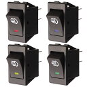 Kiligen 4個の12VDC / 35A車の自動LEDフォグライトロッカートグルスイッチ、4ピンON-OFFフォグライト、DRL、LEDライトバー用の赤青緑黄LEDインジケータライト(2)