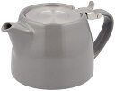 フォーライフ(FOR LIFE) ティーポット 陶器 400ml 2杯用 茶こし付き 食洗機対応 蓋が落ちない 片手で注げる グレー ミニスタンプティーポット ...