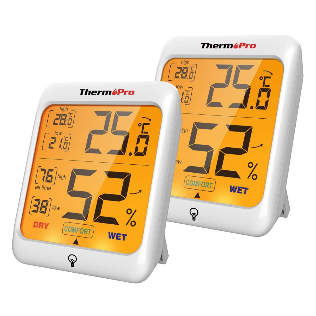 ThermoProサーモプロ 温湿度計 室内温度計デジタル キャンプ温度計 最高最低温湿度値表示 LCDバックラ..