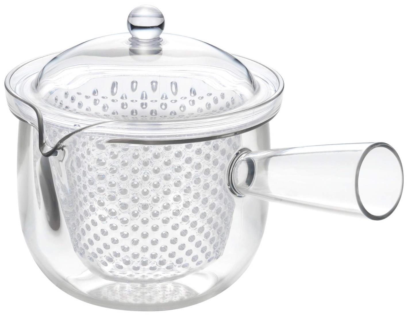 曙産業 ティーポット 急須タイプ L 日本製 横手 透明でお茶の出具合がよく見える プラスチック製で割れにくい 水切れがよく注ぎやすい 目詰まりしにくいプラスチック製ストレーナー クリアティーポット TW-3752 容量:480ml