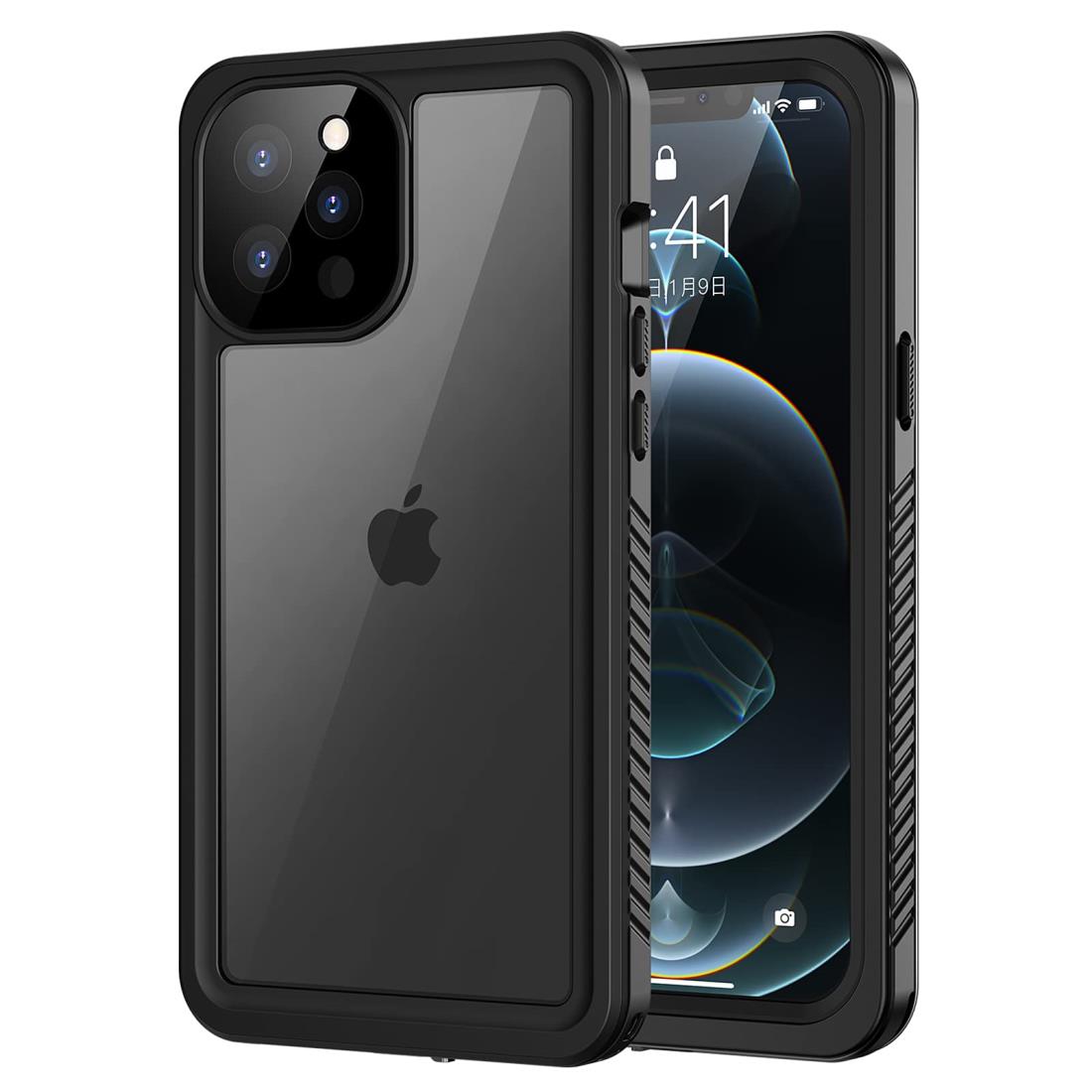 Lanhiem i Phone 12 Pro防水ケース i Phone 12 Proケース(6.1インチ)完全防水 IP68米軍規格 Face ID認証対応 タッチ可 耐衝撃 滑り止め 防塵 防雪 水中撮影 ワイヤレス充電サポート超軽量 薄型 透明 付け外し簡単 全面保護のアイフォン12 PRO防水ケース 黒
