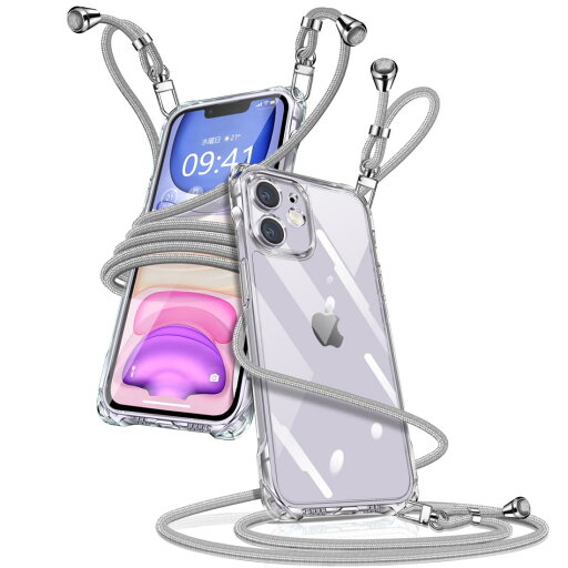 i Phone 11 ケース ク リア ショルダー アイフォン11 スマホケース i Phone11 カバー 肩掛け 斜めかけ 縄掛けケース 透明 薄型 軽量 TPU 携帯ケース 紐付き 斜めがけ 織りストラップ付き 長さ調整可能 取り外し可能 落下防止 紛失防止 ワイヤレス充電対応(シルバー) i Phone 11 ケース ク リア ショルダー アイフォン11 スマホケース i Phone11 カバー 肩掛け 斜めかけ 縄掛けケース 透明 薄型 軽量 TPU 携帯ケース 紐付き 斜めがけ 織りストラップ付き 長さ調整可能 取り外し可能 落下防止 紛失防止 ワイヤレス充電対応(シルバー)