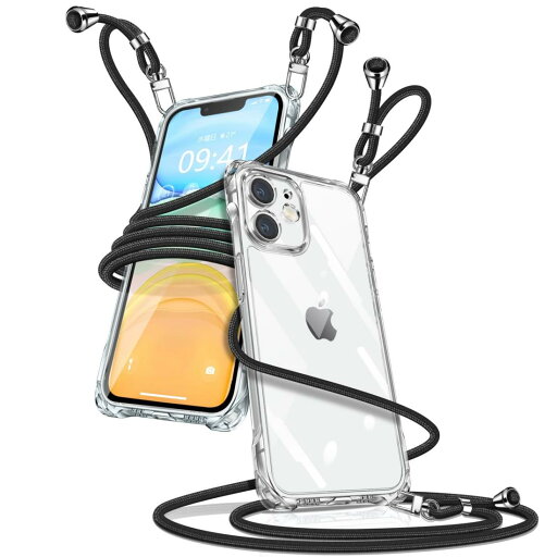 i Phone 11 ケース ク リア ショルダー アイフォン11 スマホケース i Phone11 カバー 肩掛け 斜めかけ 縄掛けケース 透明 薄型 軽量 TPU 携帯ケース 紐付き 斜めがけ 織りストラップ付き 長さ調整可能 取り外し可能 落下防止 紛失防止 ワイヤレス充電対応(ブラック) i Phone 11 ケース ク リア ショルダー アイフォン11 スマホケース i Phone11 カバー 肩掛け 斜めかけ 縄掛けケース 透明 薄型 軽量 TPU 携帯ケース 紐付き 斜めがけ 織りストラップ付き 長さ調整可能 取り外し可能 落下防止 紛失防止 ワイヤレス充電対応(ブラック)