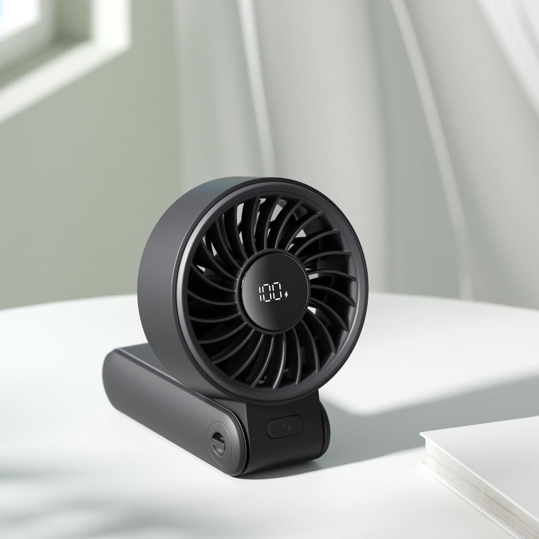 JISULIFE ハンディファン 手持ち扇風機 LED電池残量表示 3600mAh大容量 最大13時間動作 5段階風量調節 充電式USB 携帯扇風機 小型 静音 150°折りたたみ可 卓上 小型 熱中症対策、暑さ対策 自宅/オフ ィス/旅行など適用 取扱説明書付き（ブラック）