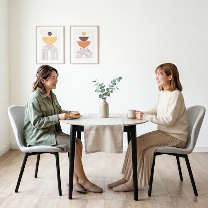 【19日〜10%オフクーポン】 セラミック ダイニングテーブルセット 90cm 丸テーブル セラミックテーブル 2人用 3点 セット おしゃれ ダイニングチェア 2脚セット カフェ 北欧 モダン 韓国 ブラック ホワイト グレー グリーン コンパクト 木脚 黒脚 [2]