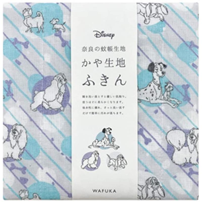 ふきん メール便OK ディズニー 蚊帳生地ふきん Dogs 101匹わんちゃん 奈良県産蚊帳生地 吸水性 吸湿性 白さが持続 天然由来 蚊帳生地 布巾 台拭き 日本製 ギフト プチギフト