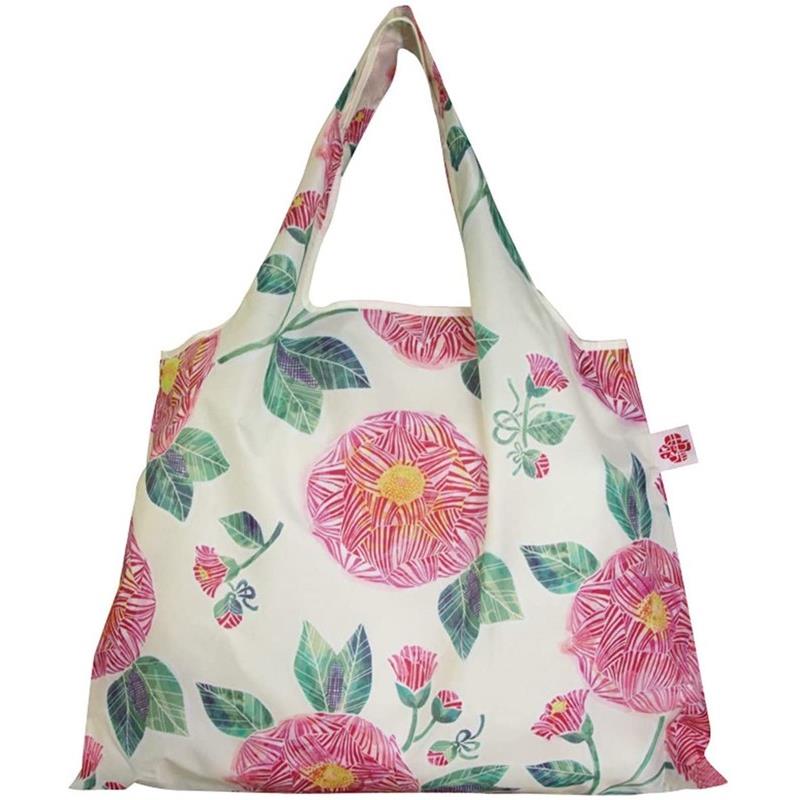 メール便OK みすゞうた エコバッグ 郵便局の椿 ベージュ 金子みすゞ misuzu uta 2way エコバッグ マチ付き ホックを留めるとマチが作れる ショッピングバッグ 耐荷重20kg 大判 大容量 スーパー用 コンビニ用 折り畳み 折りたたみ コンパクト マチ付き ギフト プチギフトのサムネイル