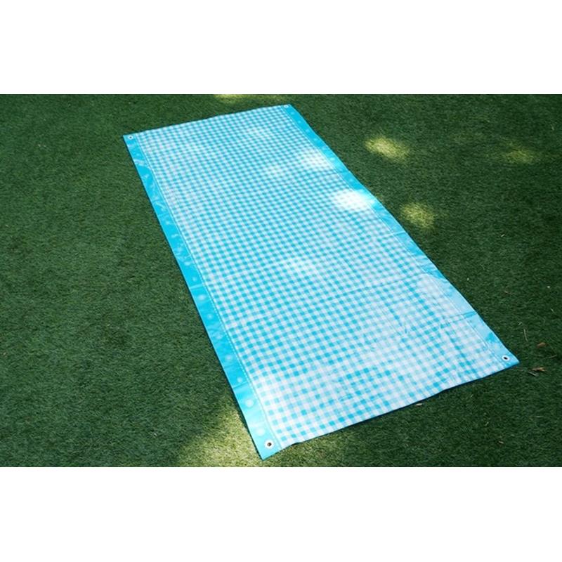 ギンガムチェックボタン レジャーシート シートピン付き Lサイズ 約90×180cm 敷物 長方形(4)