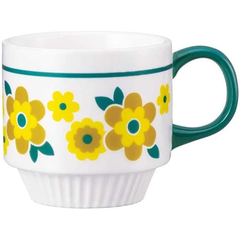 kokopele レトロマグカップ グリーン 150ml スタッキング マグカップ デコレ ココペル 花柄 平成レトロ 昭和レトロ