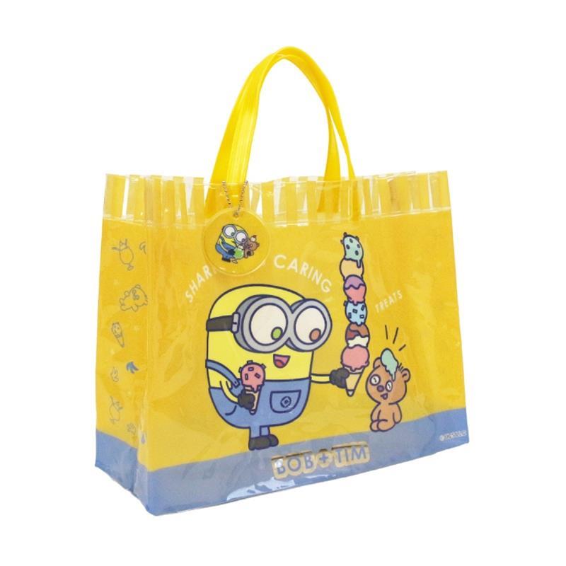 メール便OK プールバッグ ビーチバッグ 水着入れ 水泳 マチあり PVCバッグ ミニオン イエロー 保育園 ..