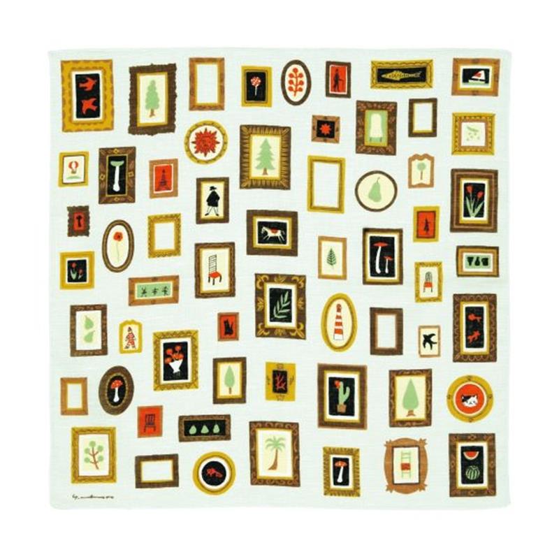 メール便OK 洛花 マツモトヨーコ ハンカチ 額 1839 大判 薄手 日本製 安心 綿100% 和雑貨 山本仁商店