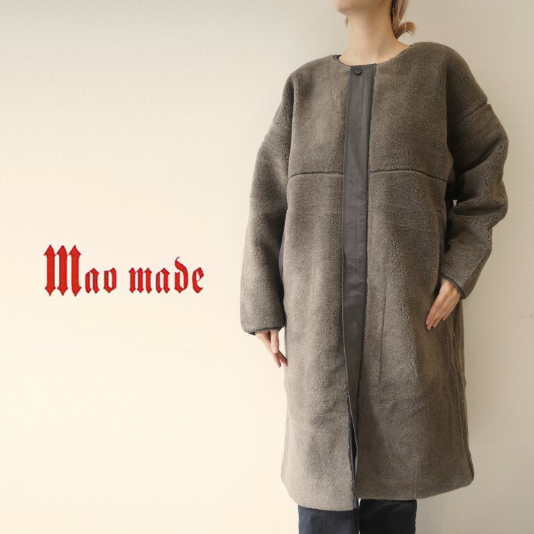 【40％オフ セール】 マオメイド mao made ロング コート ベアー ボア フリース ノーカラー クルーネック ワイド シルエット