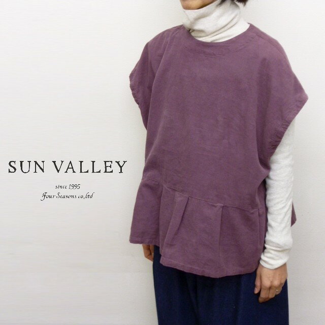 乐天商城 - 【50％オフ・セール】 サンバレー SUNVALLEY シャツ ブラウス ベスト クルーネック フレンチスリーブ 前後 2WAY コーデュロイ 綿 100%