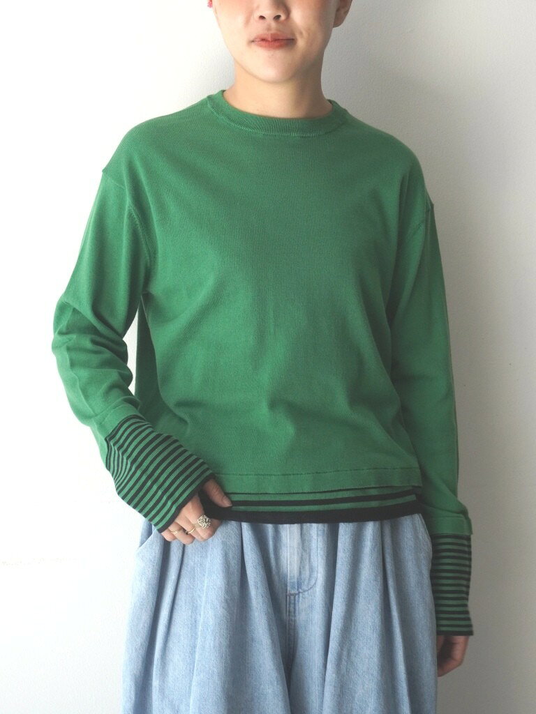 【50％オフ・セール】マオメイド mao made ニット プルオーバー クルーネック レイヤード風 ソフト コットン 綿 100% ハイゲージ 薄手 平編み 2026年春夏物 ecrustore-10003346 エクル 楽天市場店 サンプル画像2