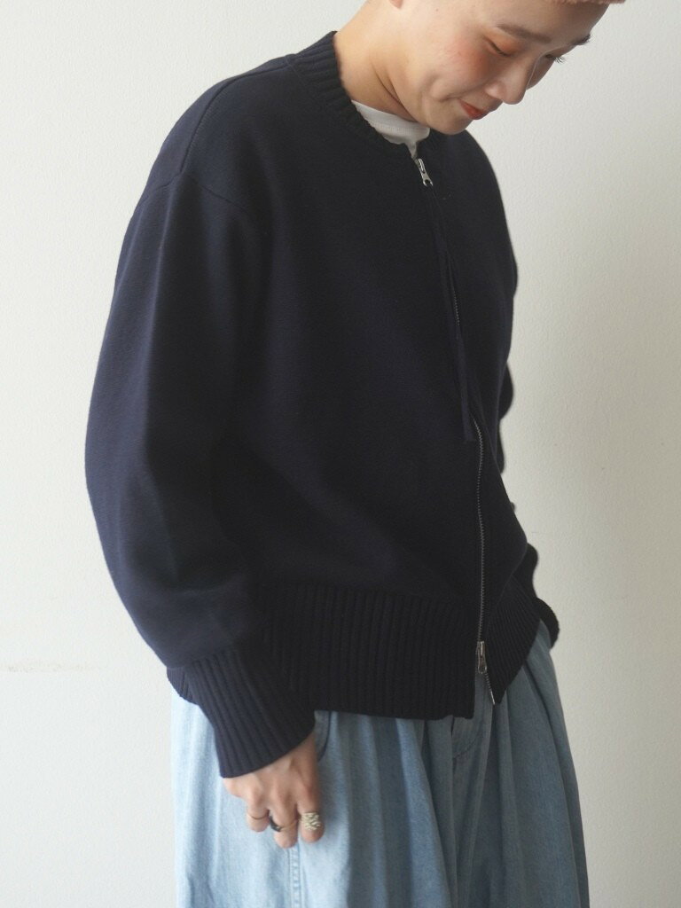【40％オフ・セール】マオメイド mao made ブルゾン ジャケット カーディガン ニット 前 ファスナー ダブル ジップ 異ゲージ リブ やわらか コットン 綿 100% ライト アウター 2026年春夏物 ecrustore-10003328 エクル 楽天市場店 サンプル画像3