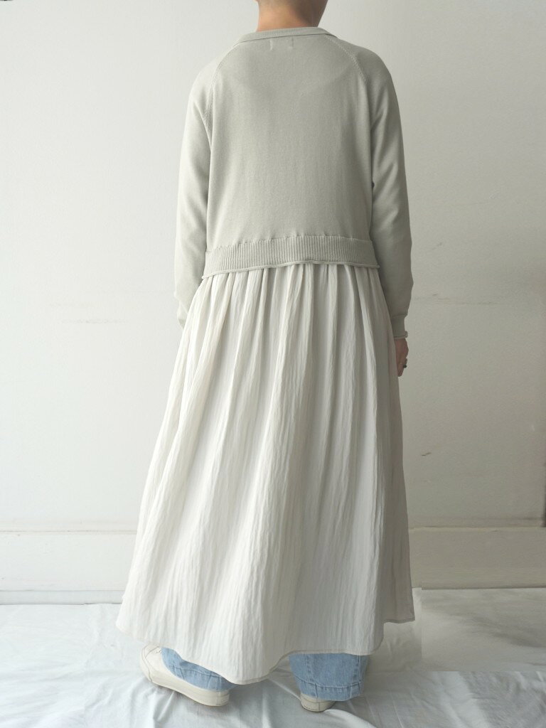 【30％オフ・セール】マオメイド mao made ロング カーディガン 襟 付き ひらひら スカート 異素材 切り替え 綿 コットン ニット ヴィンテージ サテン 2026年春夏物 ecrustore-10003332 エクル 楽天市場店 サンプル画像3