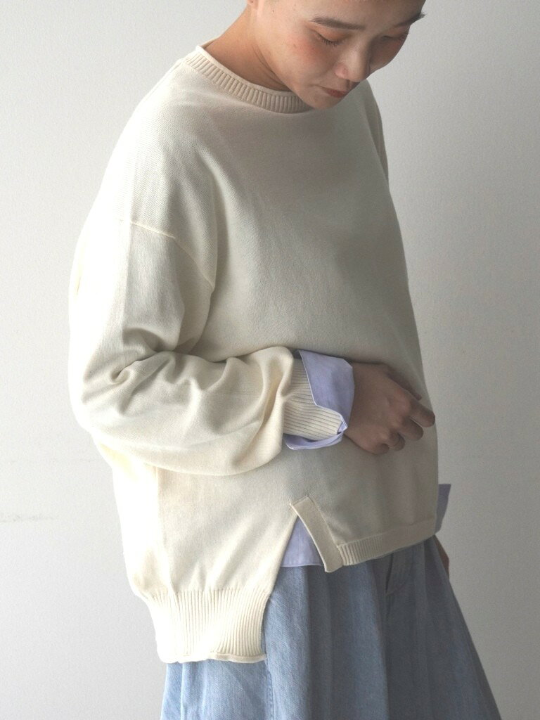 【50％オフ・セール】マオメイド mao made ニット プルオーバー シンプル クルーネック ロールネック インナー セット ブラウス 付き ソフト コットン 綿 100% 2026年春夏物 ecrustore-10003335 エクル 楽天市場店 サンプル画像2