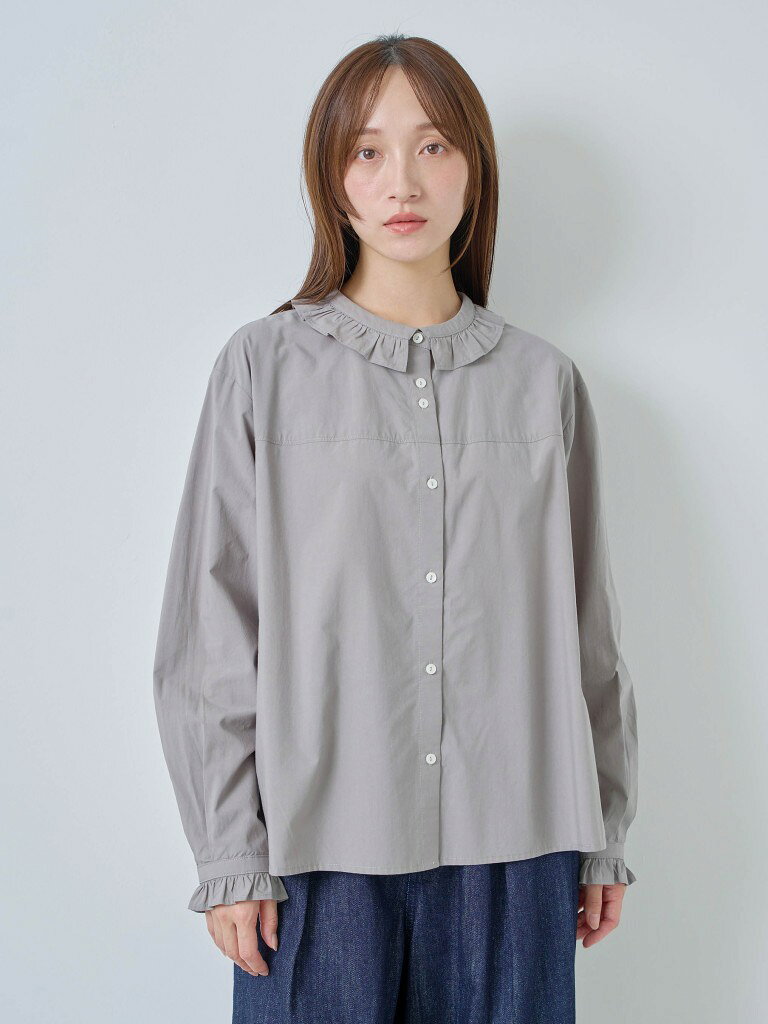 【50％オフ・セール】KELEN ケレン ブラウス シャツ フリル 襟 デザイン フレアー Aライン 綿 コットン モダール MEMIU 2026年春夏物 ecrustore-10003305 エクル 楽天市場店 サンプル画像3