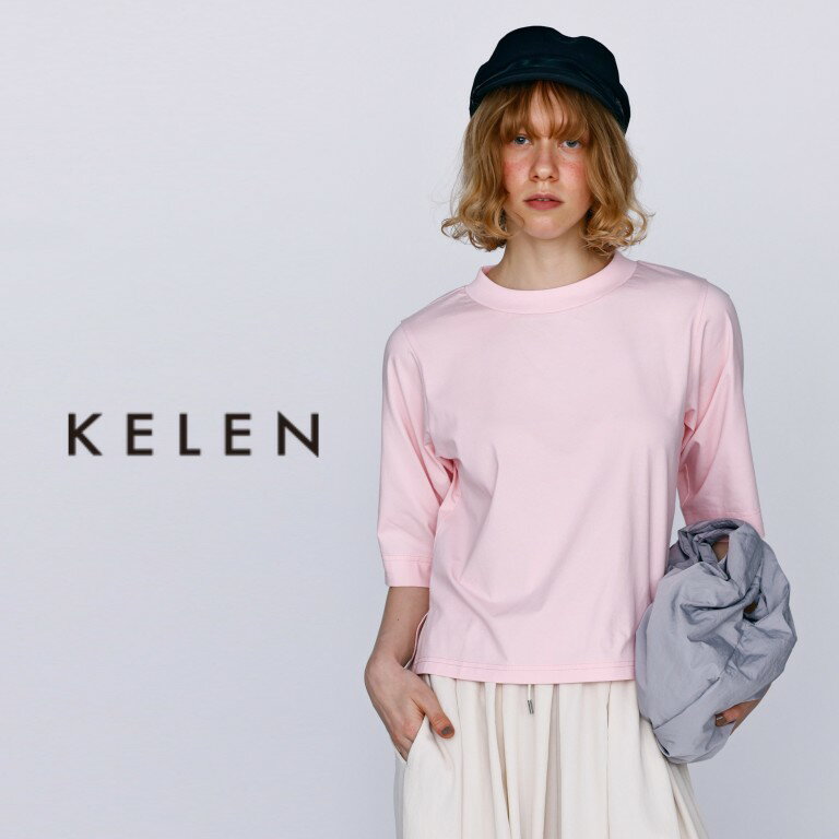 乐天商城 - 【20％オフ・セール】KELEN ケレン Tシャツ カットソー トップス 5分袖 ハーフスリーブ クルーネック シンプル シルケット 加工 綿 コットン ポリエステル HARP 2026年春夏の新色入荷 CP