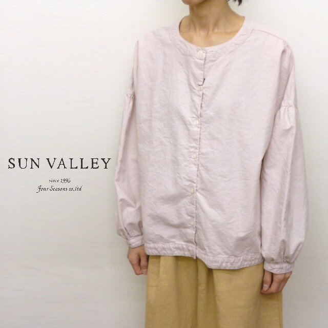 乐天商城 - 【25％オフ・セール】 サンバレー SUNVALLEY ブラウス シャツ プルオーバー 前後 2WAY クルーネック バンドカラー ギャザー 入り ワイド シルエット コットン 綿 100% オックス オックスフォード 日本製品染め 2026年春夏物