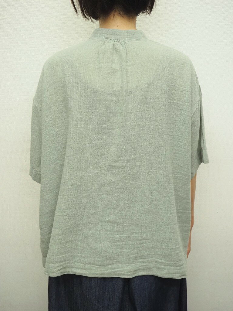 【40％オフ・セール】サンバレー SUNVALLEY シャツ ブラウス スタンドカラー 5分袖 半袖 ギャザー 入り ワイド シルエット 綿 麻 コットン リネン ガーゼ レディース 2026年春夏物 ecrustore-10003401 エクル 楽天市場店 サンプル画像3