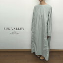 サンバレー SUNVALLEY ワンピース 前後 2WAY 切り替え サイド ギャザー オックス オックスフォード 綿 100% 日本製品染め 2024年春夏物