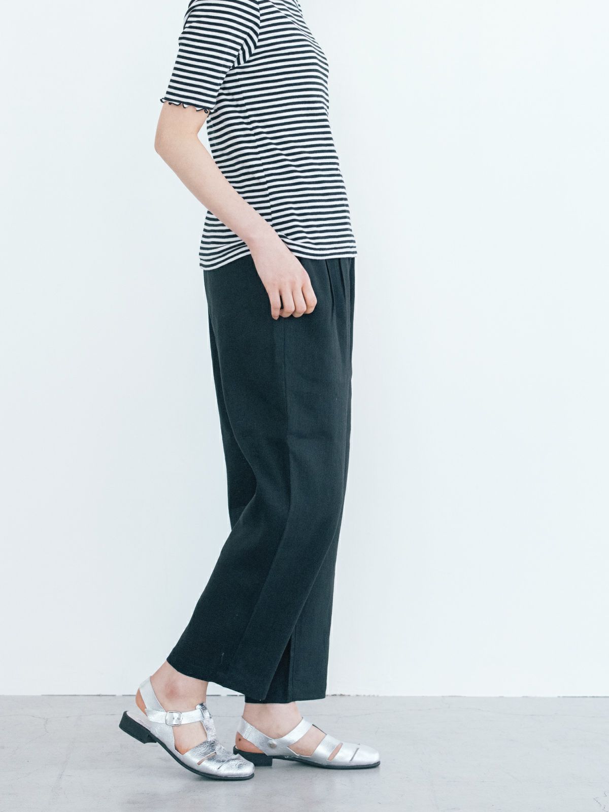 【15％オフ・クーポン対象】PONT DE CHALONS ポンデシャロン パンツ クロップド 8分丈 テーパード シルエット イージーパンツ リネン キャンバス 麻 100% 平織り