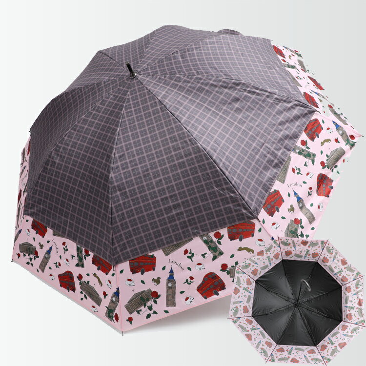 【2点以上15%OFFクーポン】 【正規品】 日傘 晴雨兼用 折りたたみ 傘 UVカット・遮光率共に99.99％ 世界初！大きく広がる トランスフォーム ショートワイド傘 イギリス フランス ハワイ 熱光もしっかりカット かわいい プレゼント ギフト 8本骨 2段のサムネイル