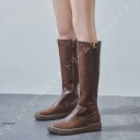 ロングブーツ ヒール3.5cm 厚底 ぺたんこ ブーツ サイド 美脚 歩きやすい ローヒール カジュアル レディース ファッション ぺたんこブーツ シューズ