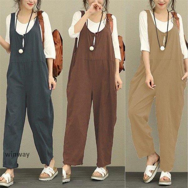サロペットパンツサロペットレディースオールインワン春夏秋きれいめオーバーオールサロペットパンツ薄ロングパンツレディースファッション