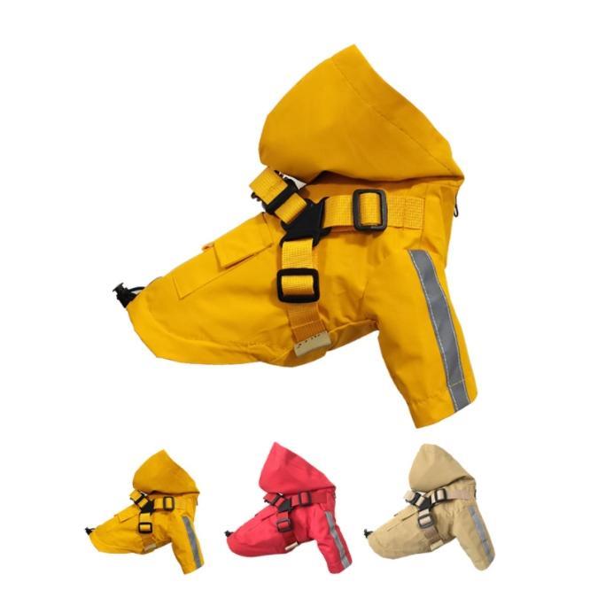犬 猫 レインコート ハーネス 一体型 フード付 服 ウェア ペット ドッグ ドッグウェア 小型犬 中型犬