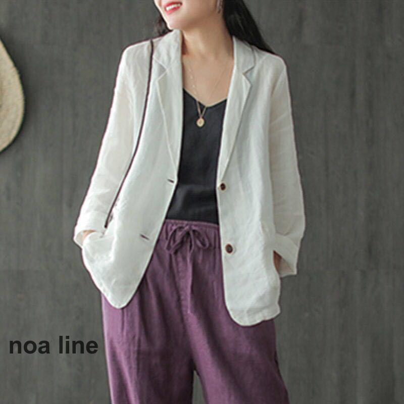 テーラードジャケット スーツジャケット リネン レディース 夏 カジュアルスーツ 通勤 羽織り 春秋 薄手 サマージャケット オフィス 綿麻混 涼しい 洗える