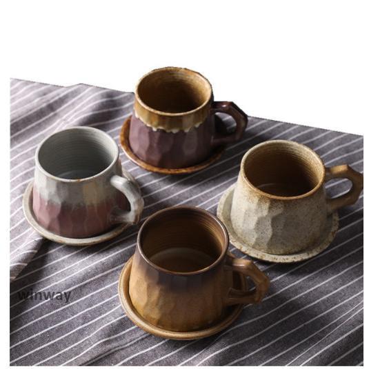 コーヒーカップ ソーサー ト おしゃれ マグカップ コーヒーマグ コップ 和風 レトロ 窯変 大容量 陶磁器 カフェ お祭り 310ml 台所 ティー ギフト 雑貨